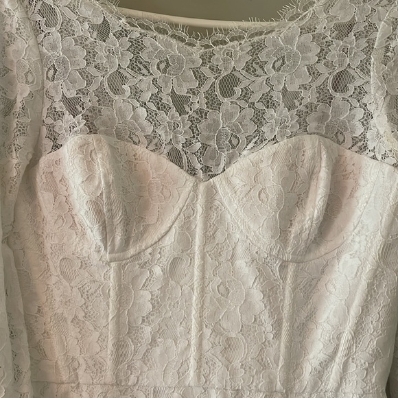 BCBGMaxazria White Lace Wedding Gown Dress Long Sleeve small M corset 6 Salina - Picture 7 of 13